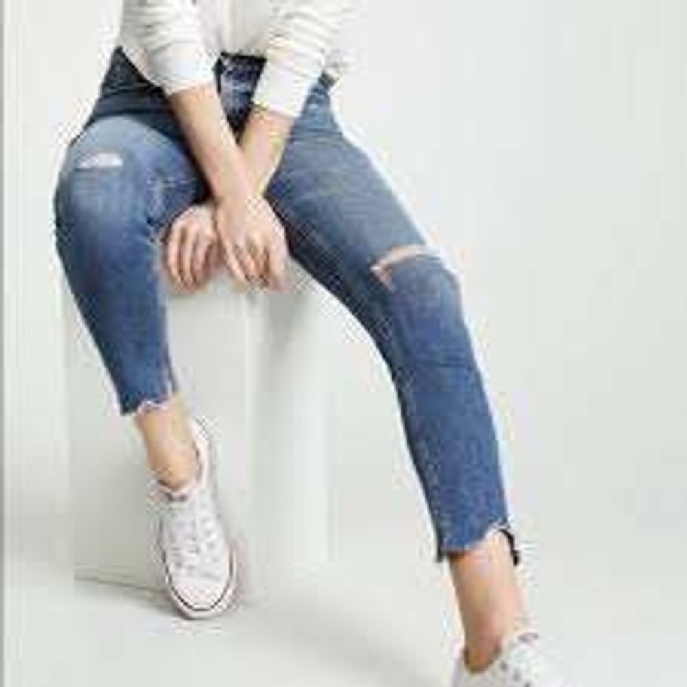 PISTOLA Arielle Mid-Rise Distressed Raw Hem Skinny Jeans - Size 28